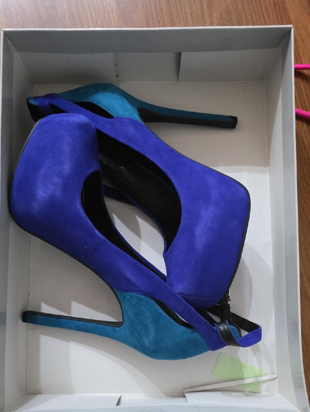 Jessica Simpson Cobalt and Teal Suede High Heel Pumps